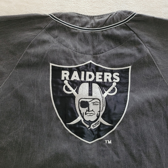 Vintage STARTER LA Oakland Las Vegas Raiders NFL 🏈 Acid Wash Baseball Jersey - Picture 9 of 10